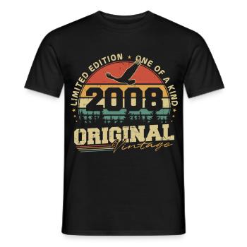 Original 2008 Vintage Vintage Birthday Retro - Men's T-Shirt - black - Front - AI Model Male 178 light (178cm)