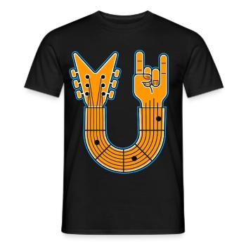 Guitare en U & Rock Hand - T-shirt homme - noir - Devant - AI Model Male 178 light (178cm)