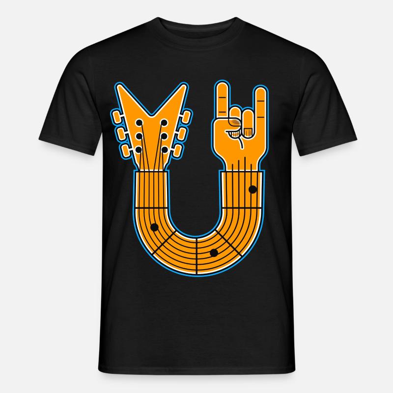 U-Shape Guitar & Rock Hand - Männer T-Shirt - Schwarz