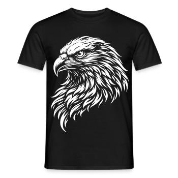 Eagle Tribal Eagle Head – Mystical Wild Animal Motif - Men's T-Shirt - black - Front - AI Model Male 178 light (178cm)