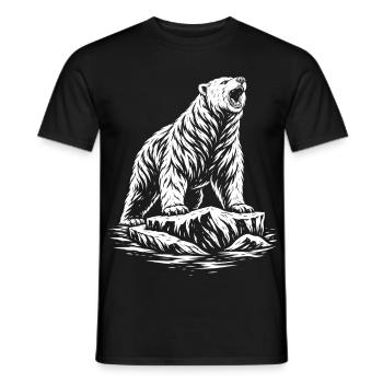 Tribal Polar Bear – Wild Polar Bear Motif - Men's T-Shirt - black - Front - AI Model Male 178 light (178cm)