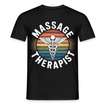 Retro Rainbow Massage Logo - Men's T-Shirt - black - Front - AI Model Male 178 light (178cm)