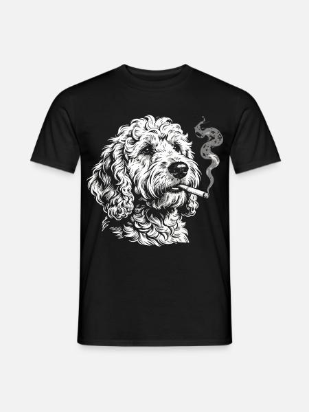 Smoking Goldendoodle: Funny Dog Meme Desig - Men's T-Shirt - black