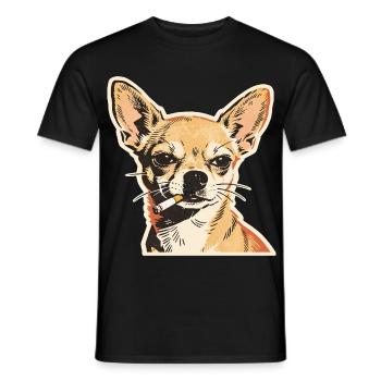 Chihuahua fumant : design de mème de chien drôle - T-shirt homme - noir - Devant - AI Model Male 178 light (178cm)