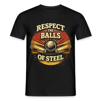 Joueur de flipper, Respecte les Boules d’Acier - T-shirt homme - noir - Devant - AI Model Male 178 light (178cm)