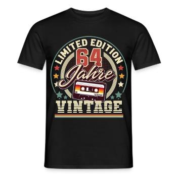64th Birthday Vintage Cassette - Men's T-Shirt - black - Front - AI Model Male 178 light (178cm)