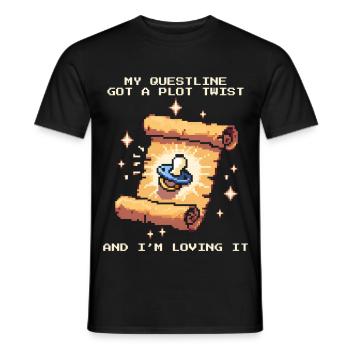 Questline Plot Twist | Baby hat alles geändert - Männer T-Shirt - Schwarz - Vorne - AI Model Male 178 light (178cm)