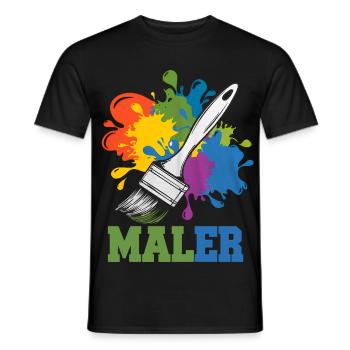 Costume de peintre Taches de peinture Pinceaux Taches de peinture - T-shirt homme - noir - Devant - AI Model Male 178 light (178cm)
