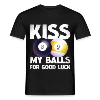 Billiard Humor: Lucky Balls Duo - Men's T-Shirt - black - Front - AI Model Male 178 light (178cm)