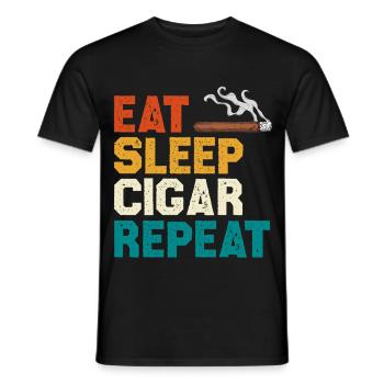 Eat Sleep Cigar Repeat Tee - Männer T-Shirt - Schwarz - Vorne - AI Model Male 178 light (178cm)