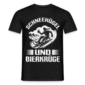 Rodel Piste SCHNEEHÜGEL UND BIERKRÜGE LUSTIG - Männer T-Shirt - Schwarz - Vorne - AI Model Male 178 light (178cm)