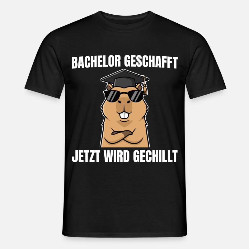 Bachelor geschafft - Capybara Bachelorprüfung - Männer T-Shirt - Schwarz