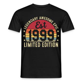 27th Anniversary - Vintage Gift 1999 - Men's T-Shirt - black - Front - AI Model Male 178 light (178cm)