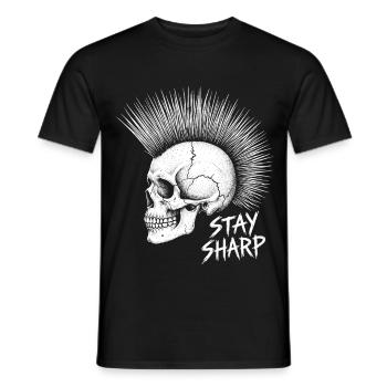Stay Sharp Punk Skull – Conception du Crâne Iroquois - T-shirt homme - noir - Devant - AI Model Male 178 light (178cm)