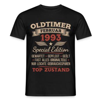 33e anniversaire Homme Vintage 1993 - T-shirt homme - noir - Devant - AI Model Male 178 light (178cm)