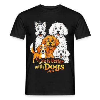 Life is Better with Dogs - Männer T-Shirt - Schwarz - Vorne - AI Model Male 178 light (178cm)