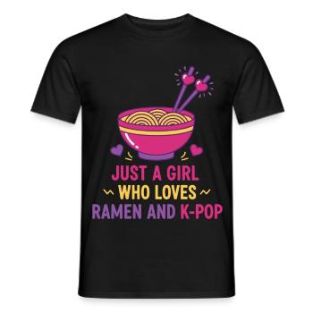 Nur ein Mädchen, das Ramen und koreanische K-Pop-Musik liebt - Männer T-Shirt - Schwarz - Vorne - AI Model Male 178 light (178cm)