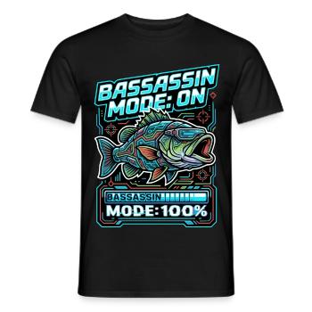 Bassassin Mode On Fishing Mode 100 Percent - Men's T-Shirt - black - Front - AI Model Male 178 light (178cm)