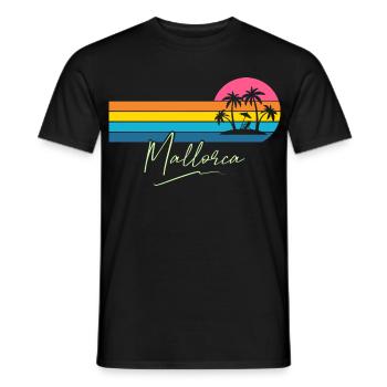 Mallorca Palm Trees Sunset Retro - Men's T-Shirt - black - Front - AI Model Male 178 light (178cm)