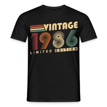 Vintage 1986 Vintage Birthday Gift - Men's T-Shirt - black - Front - AI Model Male 178 light (178cm)