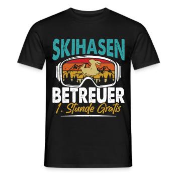 Skifahren SKIHASEN BETREUER 1. STUNDE GRATIS - Männer T-Shirt - Schwarz - Vorne - AI Model Male 178 light (178cm)