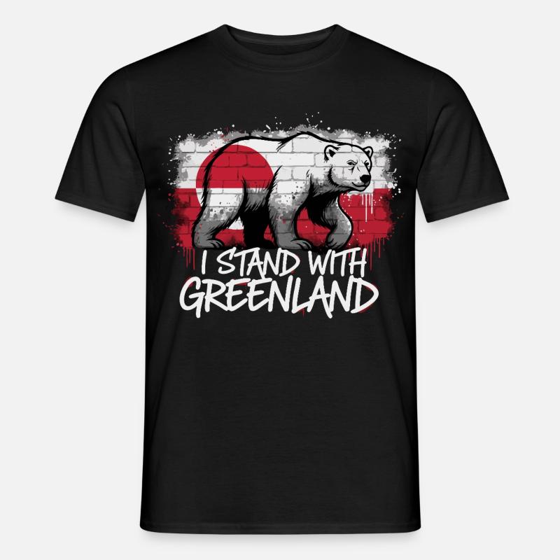 I Stand With Greenland – Eisbär - Männer T-Shirt - Schwarz