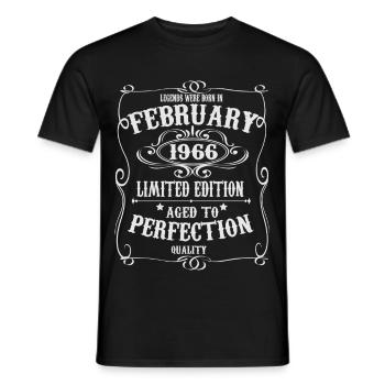 Legends est né en février 1966 - T-shirt homme - noir - Devant - AI Model Male 178 light (178cm)