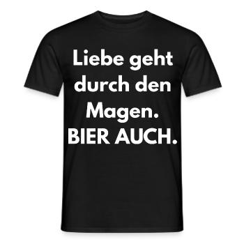 L’amour traverse l’estomac. La bière aussi. - T-shirt homme - noir - Devant - AI Model Male 178 light (178cm)