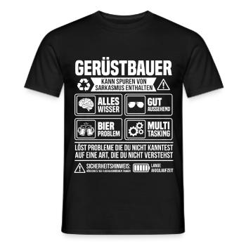 Infographie sur l’échafaudage – Artisan drôle - T-shirt homme - noir - Devant - AI Model Male 178 light (178cm)