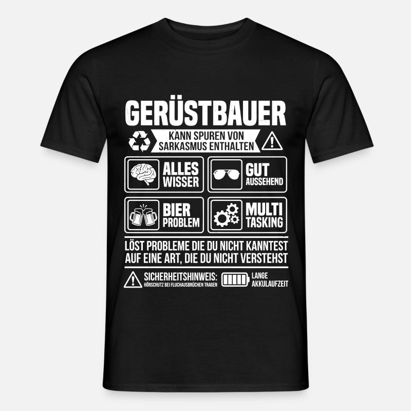 Gerüstbauer Infografik – Lustiger Handwerker - Männer T-Shirt - Schwarz