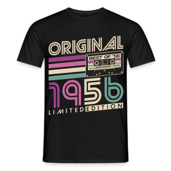 70e anniversaire 1956 Vintage Born Retro - T-shirt homme - noir - Devant - AI Model Male 178 light (178cm)