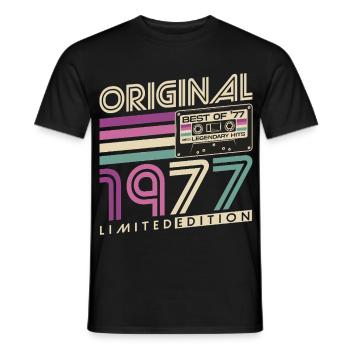 Cadeau d’anniversaire Born Vintage 1977 - T-shirt homme - noir - Devant - AI Model Male 178 light (178cm)