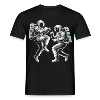 Astronauten-Duelle im Retro-Stil - Männer T-Shirt - Schwarz - Vorne - AI Model Male 178 light (178cm)