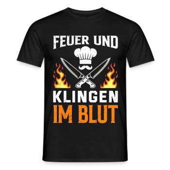 Gastronomy FIRE AND BLADES IN THE BLOOD Fun - Men's T-Shirt - black - Front - AI Model Male 178 light (178cm)