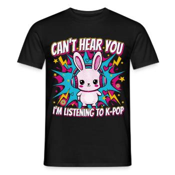 Je ne t’entends pas, j’écoute de la musique coréenne K-Pop - T-shirt homme - noir - Devant - AI Model Male 178 light (178cm)