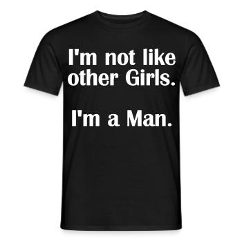 Je ne suis pas comme les autres filles - Motivation du mème de genre - T-shirt homme - noir - Devant - AI Model Male 178 light (178cm)