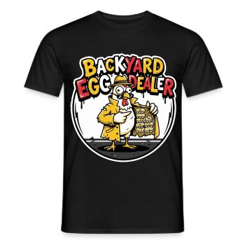 Backyard Egg Dealer Humor Design - Men's T-Shirt - black - Front - AI Model Male 178 light (178cm)