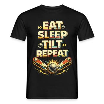 Pinball Flipperspieler Eat Sleep Tilt - Männer T-Shirt - Schwarz - Vorne - AI Model Male 178 light (178cm)