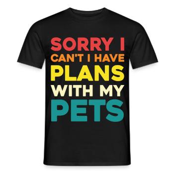 Ich hab Pläne mit meinen Haustieren - Männer T-Shirt - Schwarz - Vorne - AI Model Male 178 light (178cm)