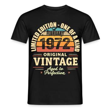 Februar 1972 Geburtstagsgeschenk Februar 1972 - Männer T-Shirt - Schwarz - Vorne - AI Model Male 178 light (178cm)