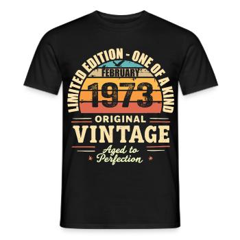 February 1973 Birthday Gift February 1973 - Men's T-Shirt - black - Front - AI Model Male 178 light (178cm)
