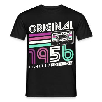70e anniversaire 1956 Vintage Born Retro - T-shirt homme - noir - Devant - AI Model Male 178 light (178cm)