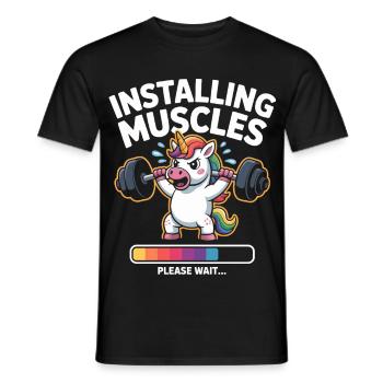 Unicorn lifts weights - Men's T-Shirt - black - Front - AI Model Male 178 light (178cm)