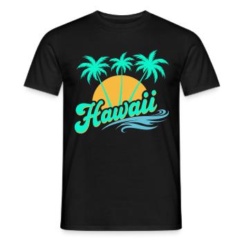 Hawaii Summer Vibes with Palm Trees and Sea - Men's T-Shirt - black - Front - AI Model Male 178 light (178cm)
