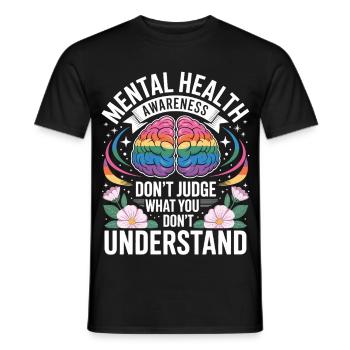 Mental Health Rainbow Brain - Men's T-Shirt - black - Front - AI Model Male 178 light (178cm)