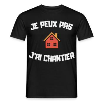 Je peux pas j’ai chantier humour bricolage maison - T-shirt homme - noir - Devant - AI Model Male 178 light (178cm)