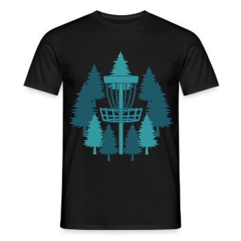 Panier de disc golf dans la forêt Frisbee Golf volant - T-shirt homme - noir - Devant - AI Model Male 178 light (178cm)