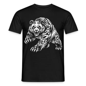 Wild Panda – Tribal Bear Motif - Men's T-Shirt - black - Front - AI Model Male 178 light (178cm)