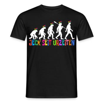 Jeck seit Urzeiten | Evolution Narren, Fastnacht - Männer T-Shirt - Schwarz - Vorne - AI Model Male 178 light (178cm)