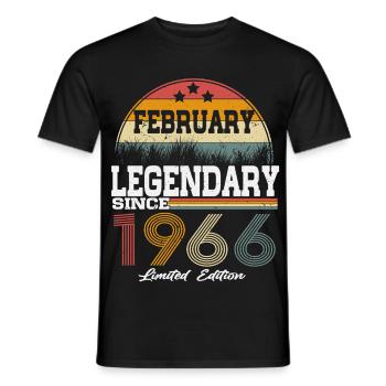 Legends est né en février 1966 - T-shirt homme - noir - Devant - AI Model Male 178 light (178cm)